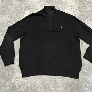 Polo Ralph Lauren Sweater Mens XL Knit Quarter Zip Black Shirt
